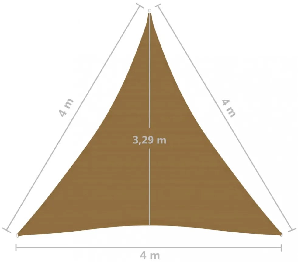 tópszínű HDPE napvitorla 160 g/m² 4 x 4 x 4 m