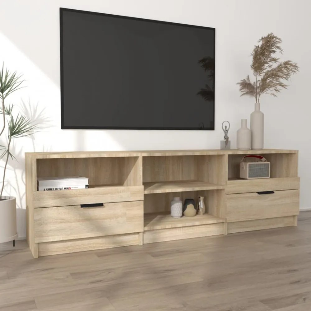 sonoma-tölgyszínű szerelt fa fali TV-szekrény 150x33,5x45 cm