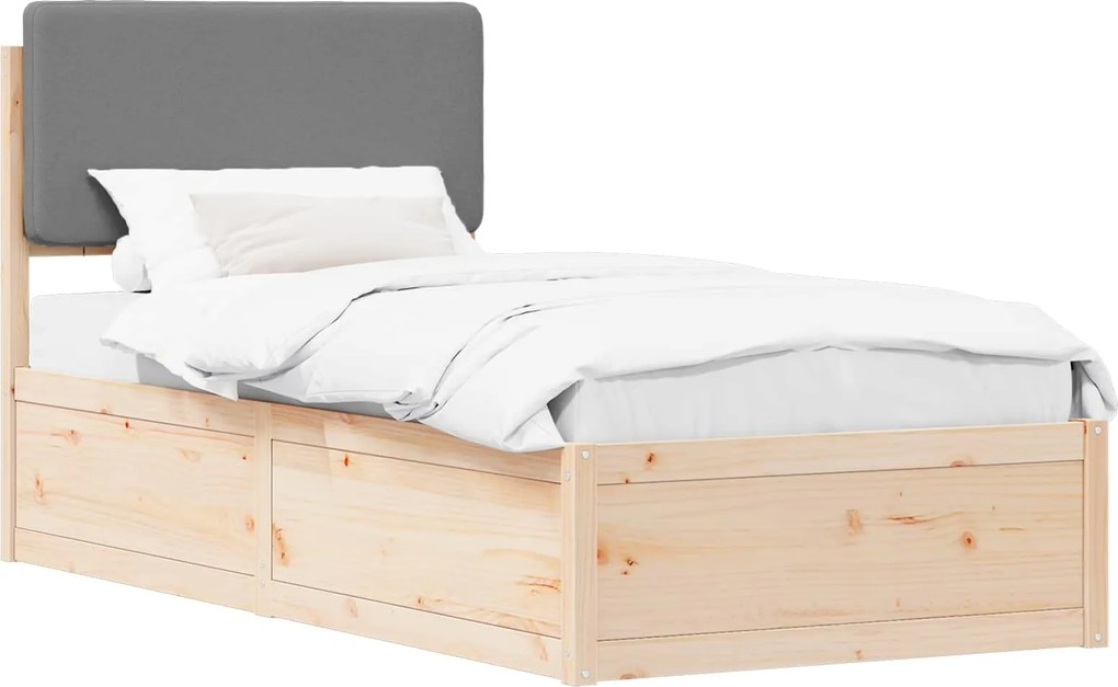 vidaXL Ágykeret Kárpitozott Fejtámlával Világosszürke 100 x 200 cm