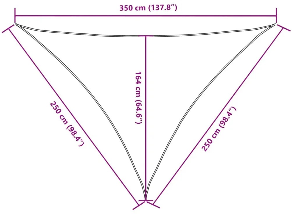 narancssárga háromszögű oxford-szövet napvitorla 2,5x2,5x3,5 m