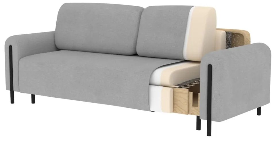 Krémszínű buklé kinyitható-tárolóhelyes kanapé 244 cm Arcadova – ELTAP