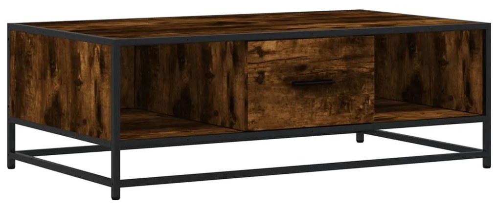 Füstös tölgy szerelt fa és fém dohányzóasztal 100 x 57 x 35 cm