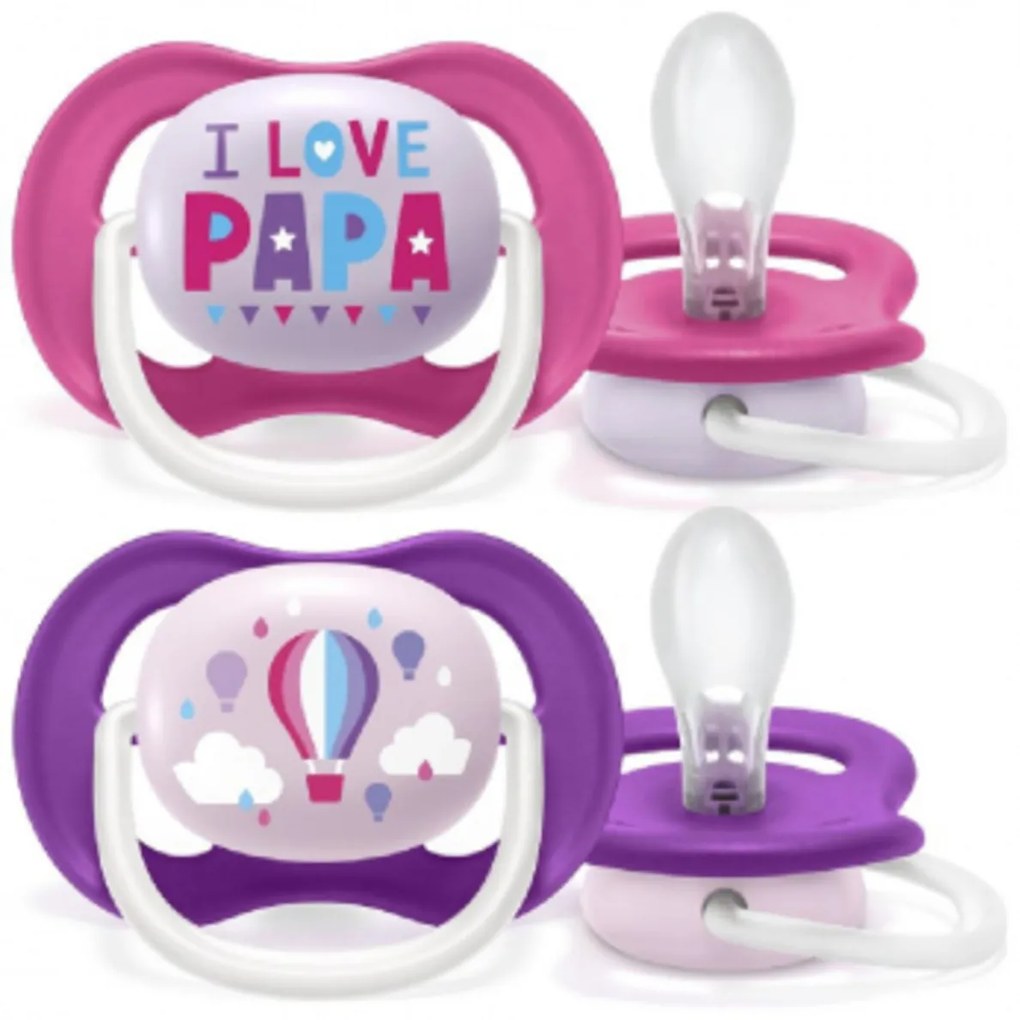 AVENT Cumi Ultra Air Állatok, 6-18m - én Szeretet Papa, rózsaszín / halványlila