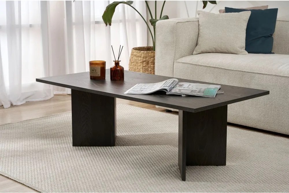 Fekete matt dohányzóasztal 60x119 cm Sabin – Kalune Design