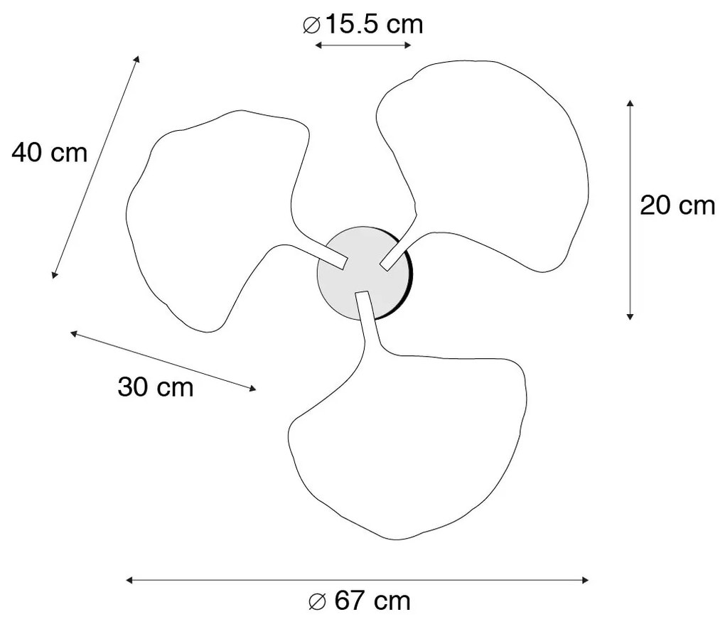 Keleti mennyezeti lámpa sárgarézzel és fekete színben 3 lámpás - Louka