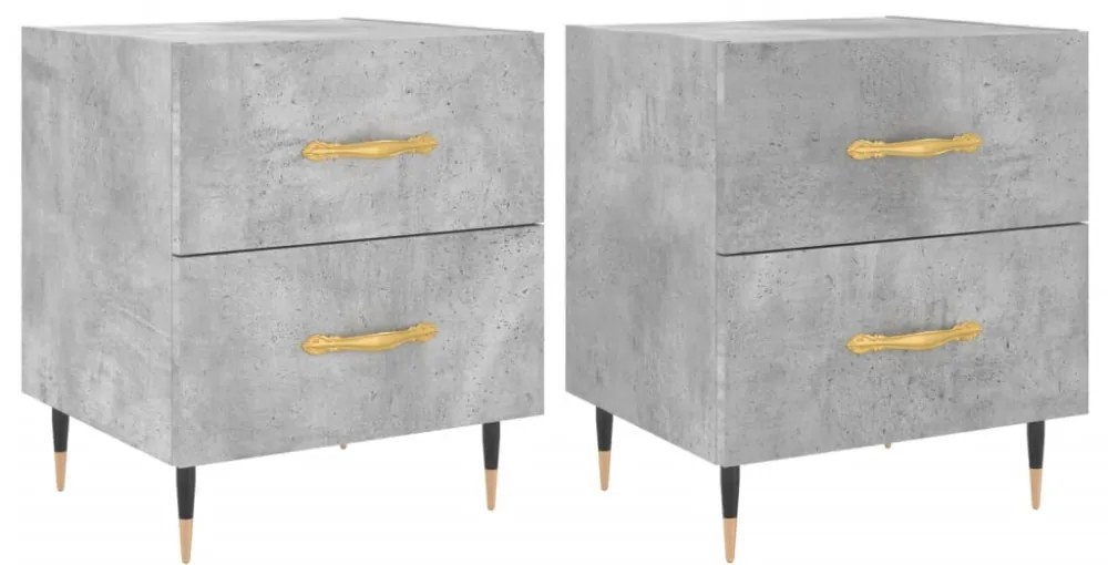 vidaXL 2 db betonszürke szerelt fa éjjeliszekrény 40 x 35 x 47,5 cm