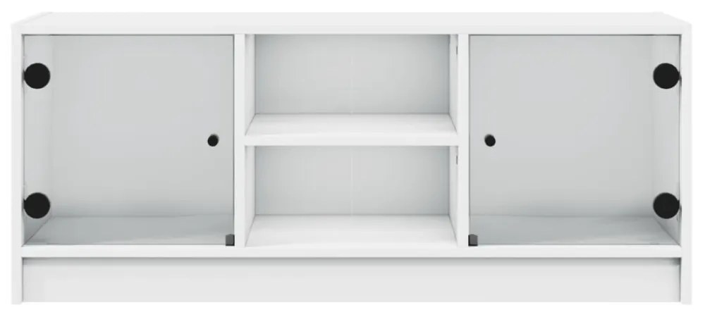 fehér TV-szekrény üvegajtókkal 102 x 37 x 42 cm