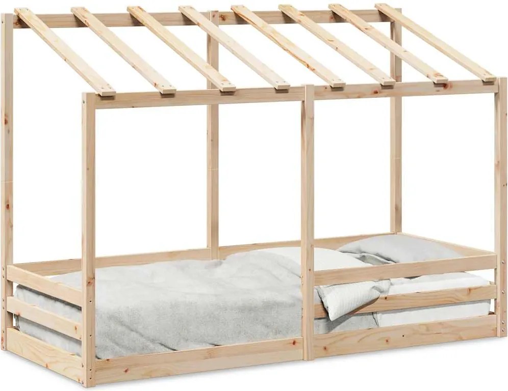 vidaXL tömör fenyőfa gyerekágy tetővel 90 x 190 cm