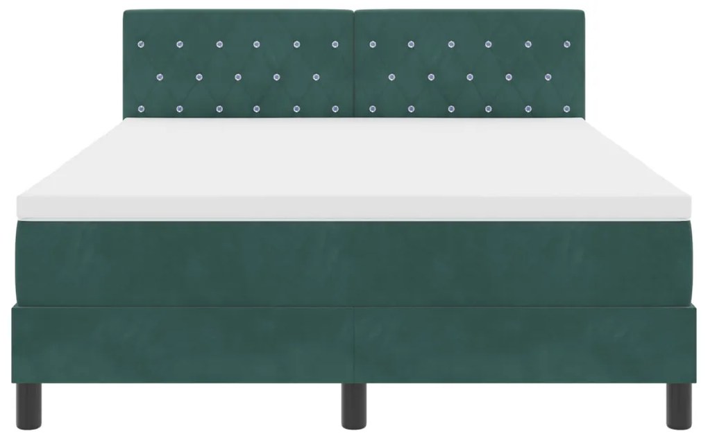 Boxspring Ágy Mattal Sötét Zöld 160x200 cm Bársonyos