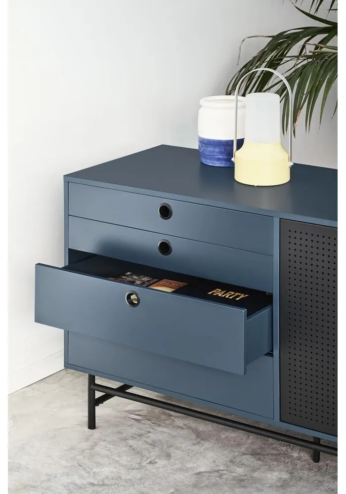 Punto fekete-kék komód, szélesség 212 cm - Teulat