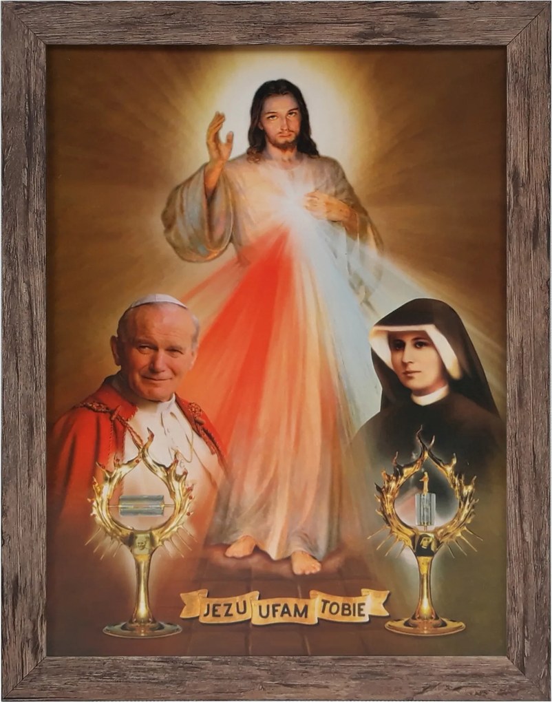 Vászonkép 45x35 Jézus Bízom Benned Tölgy Keret