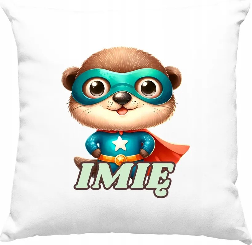 Gyerek párna Vidra hős +Név Fehér