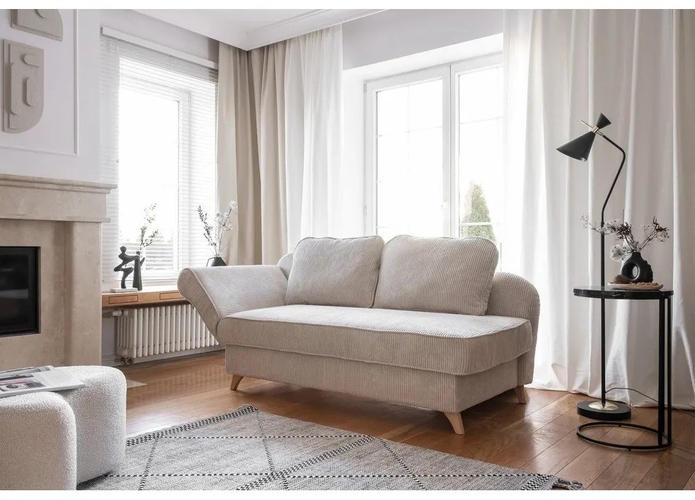 Bézs kordbársony heverő (bal oldali) Chic Charlotte – Miuform
