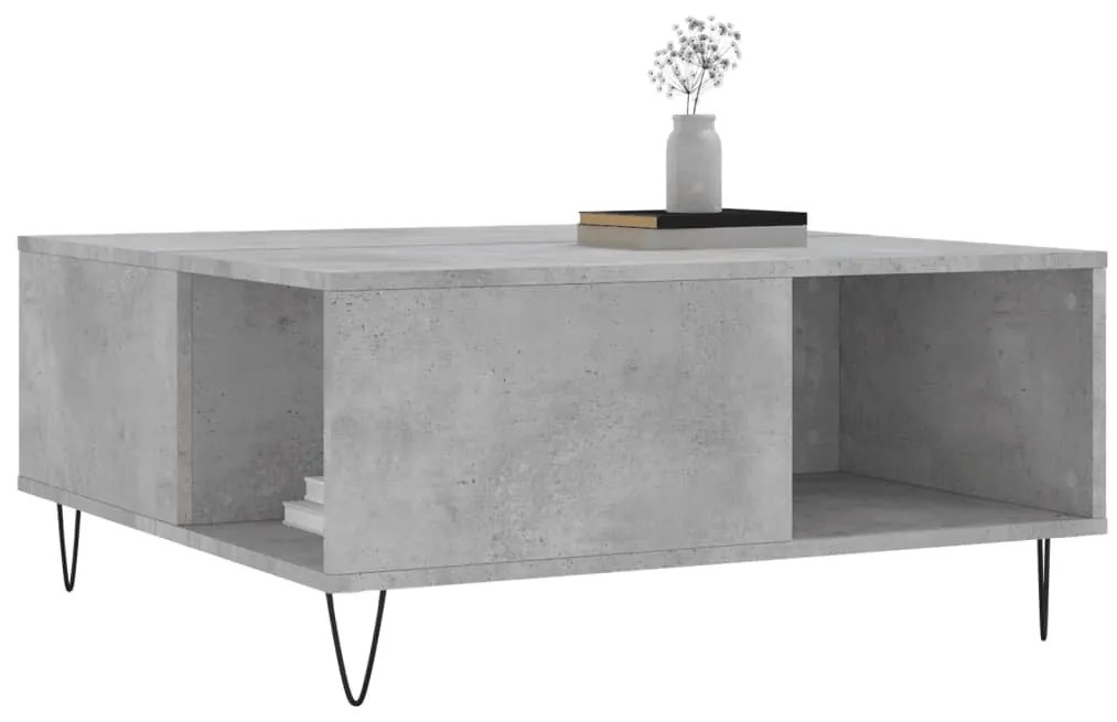 Betonszürke szerelt fa dohányzóasztal 80x80x36,5 cm