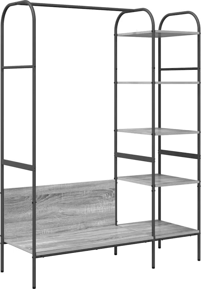 vidaXL Ruhafogó polcokkal tárolóval Szürke 120 x 44 x 160 cm Faanyag