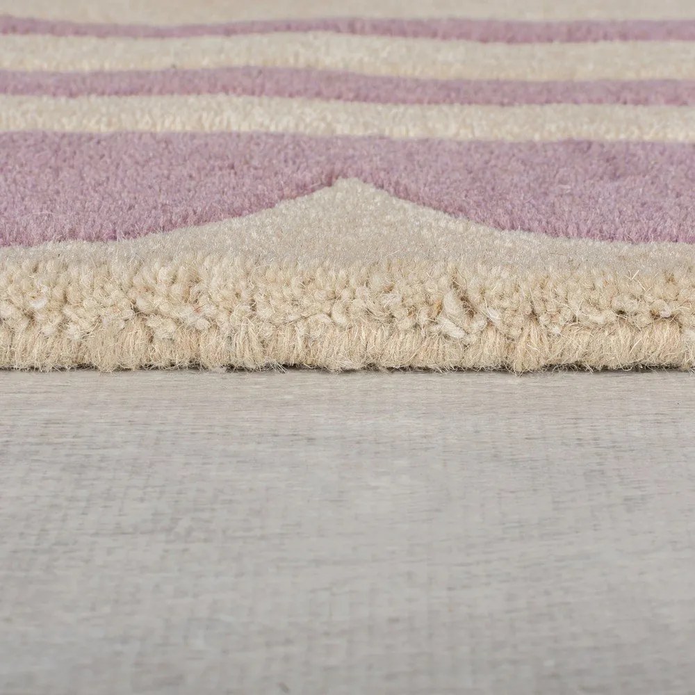 Lila-natúr színű kézi szövésű gyapjú futószőnyeg 80x230 cm Lois Scallop – Flair Rugs