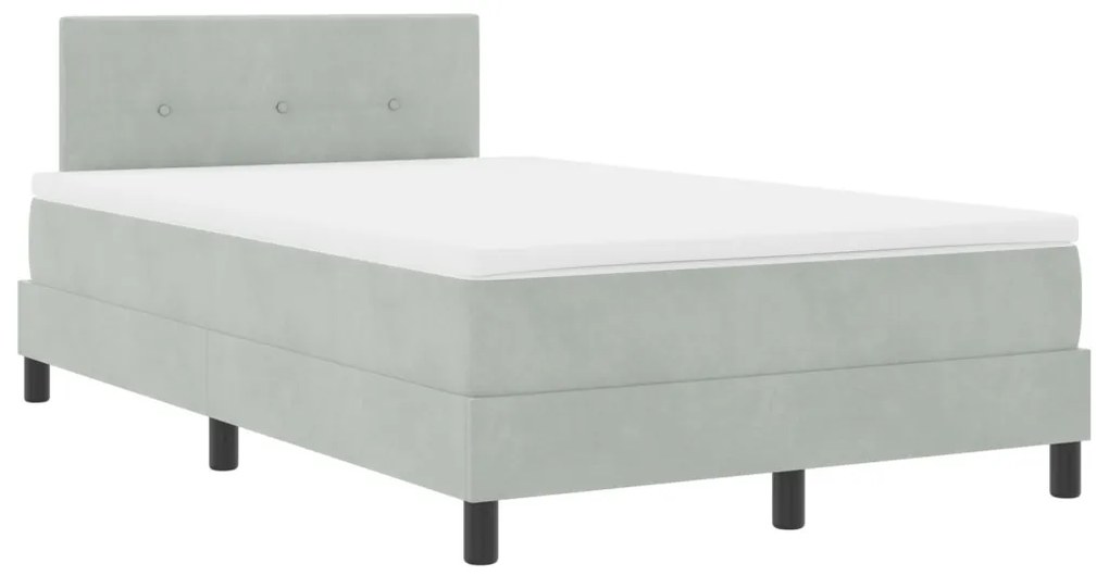 Box Spring Ágy Matraccal és LED Világosszürke 120x190 cm Bársony