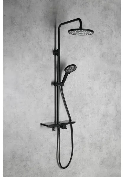 Aqualine - ARONA zuhanyszett csapteleppel, matt fekete