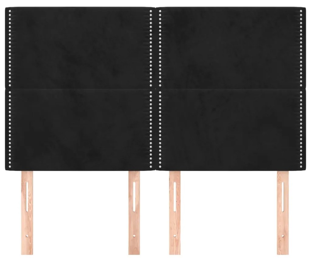 4 db fekete bársony fejtámla 72 x 5 x 78/88 cm