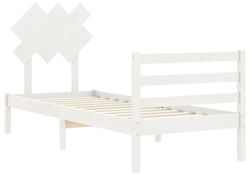 fehér tömör fa ágykeret fejtámlával 90 x 200 cm