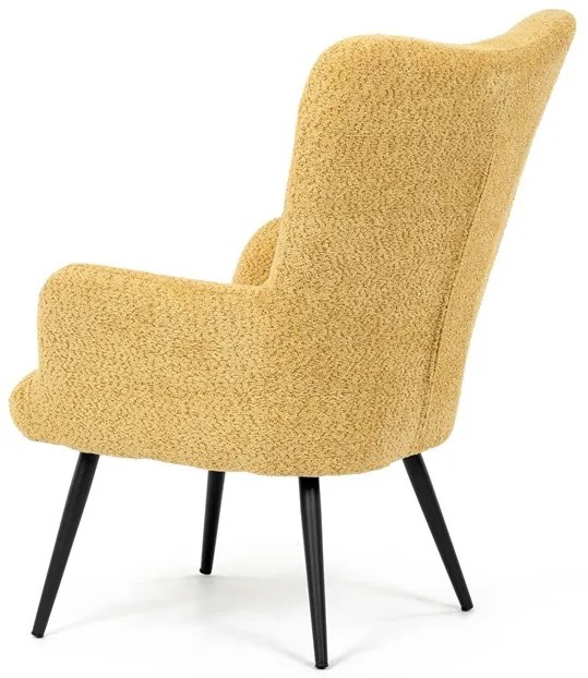 Füles fotel sárga bouclé szövettel. AK-W1206 YEL2