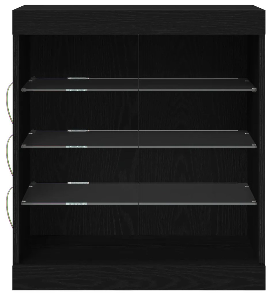 LED világítással ellátott fekete tölgy oldalrész 60,5x37x67 cm