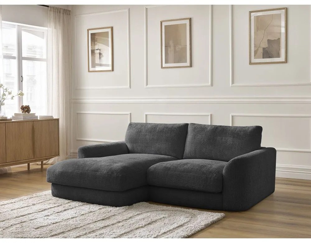 Fekete zsenília sarokkanapé (bal oldali-heverő résszel) Leonore – Bobochic Paris