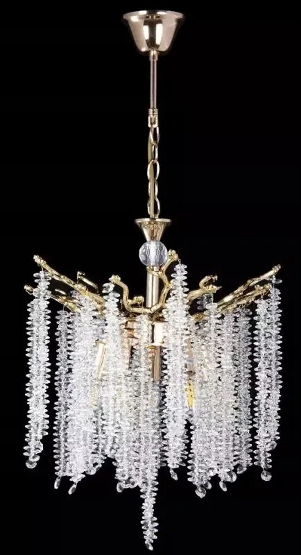 Csillár lógó kristályokkal arany nappali reprezentatív dekoráció