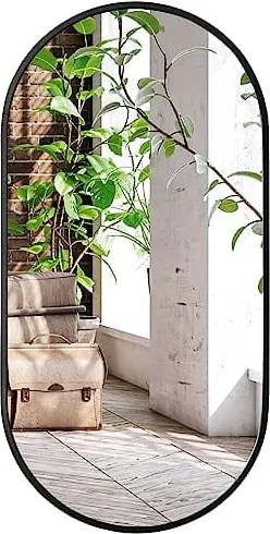 Ovális tükör 80 × 40 cm – fekete loft stílusban