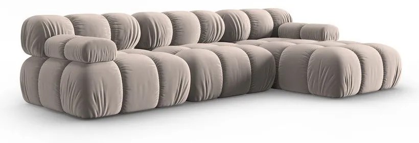 Világosbarna bársony moduláris sarokkanapé (jobb oldali) Bellis – Micadoni