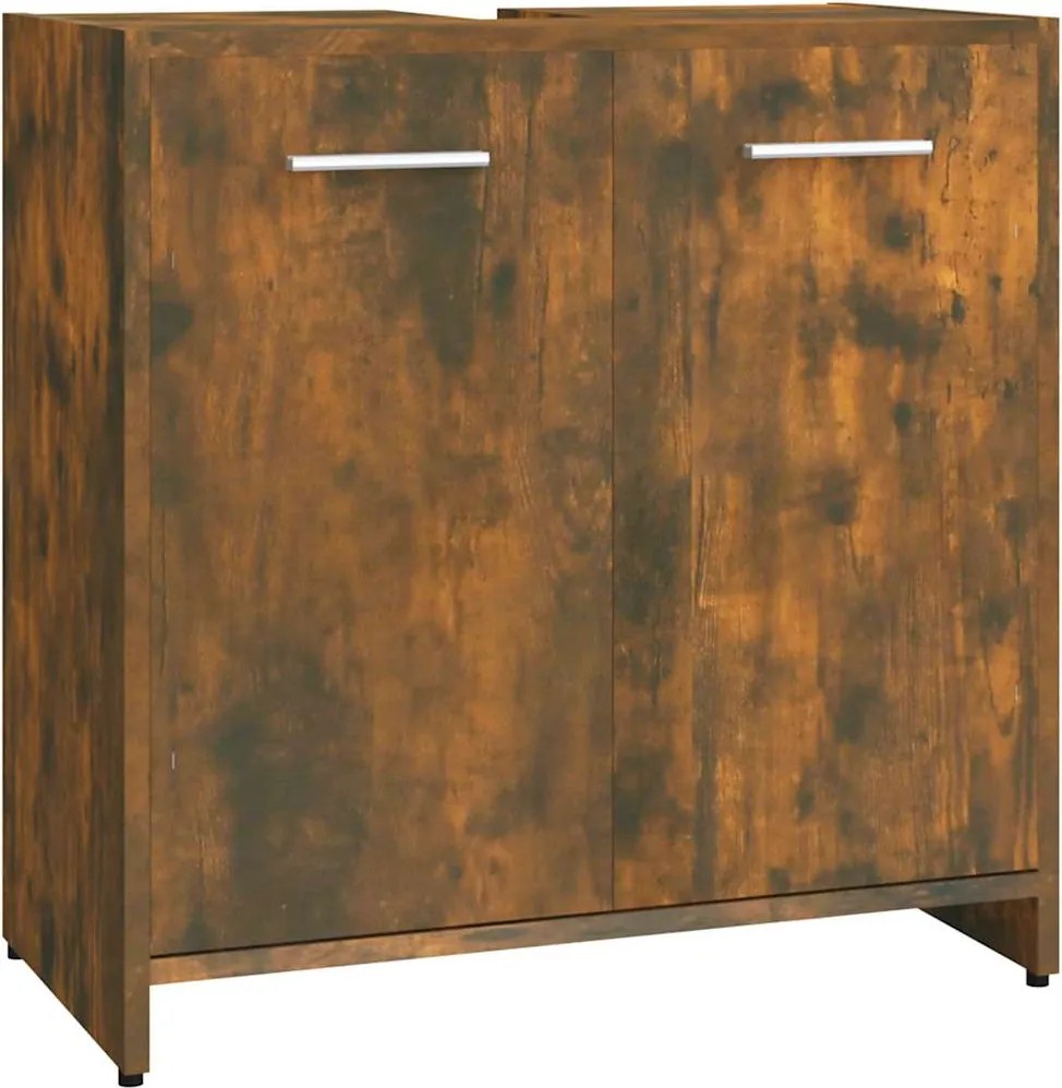 vidaXL füstös tölgy színű szerelt fa fürdőszobaszekrény 60x33x60 cm