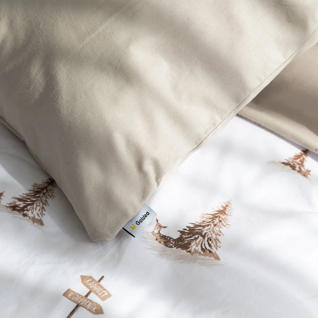 Goldea pamut ágyneműhuzat duo - hegyvidéki táj, latte színű hátoldal 140 x 220 és 70 x 90 cm