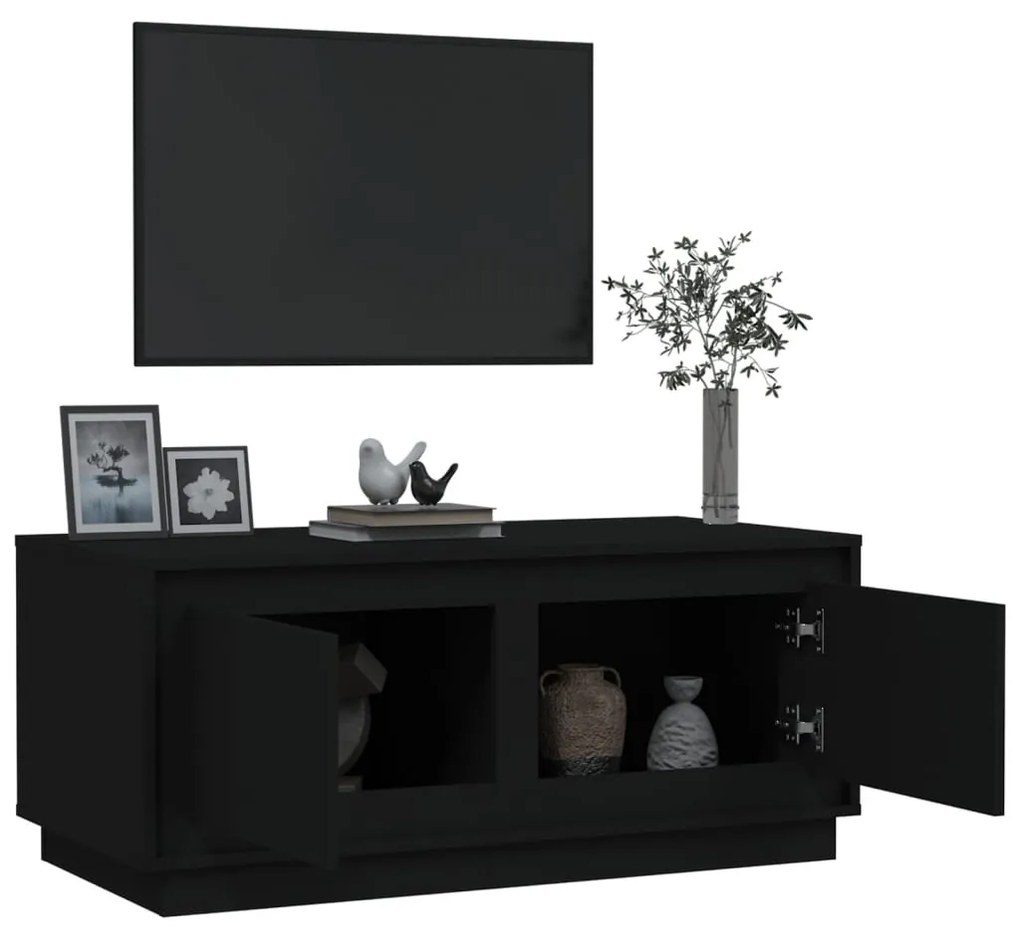 Fekete szerelt fa dohányzóasztal 102x50x44 cm