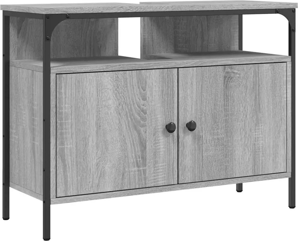 vidaXL szürke sonoma szerelt fa fürdőszobai mosdószekrény 80x30x60 cm