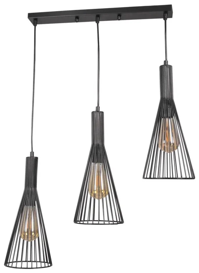 Csillár zsinóron TIANA 3xE27/20W/230V fekete
