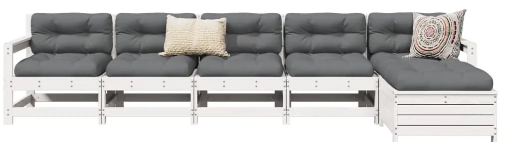 vidaXL 6 részes fehér tömör fenyőfa kerti kanapészett