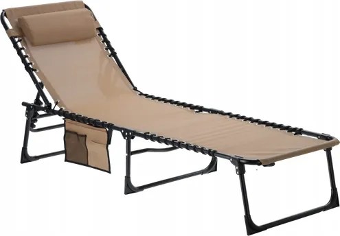 Napozóágy Kerti Strand Napozóágy Összecsukható 190 x 58 x 30 CM Krémszínű