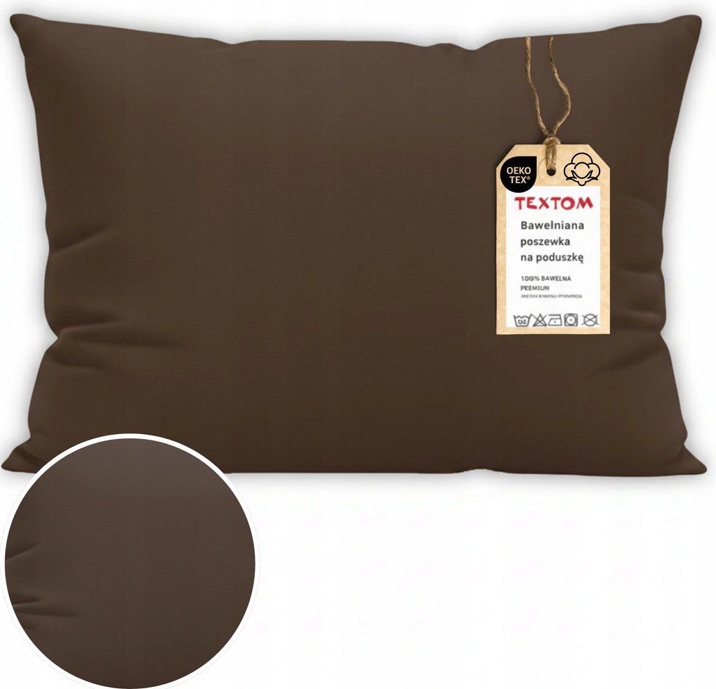 Párnahuzat 50x60 cm Pamut 100% Sima Erős Csokoládé Jó Minőség
