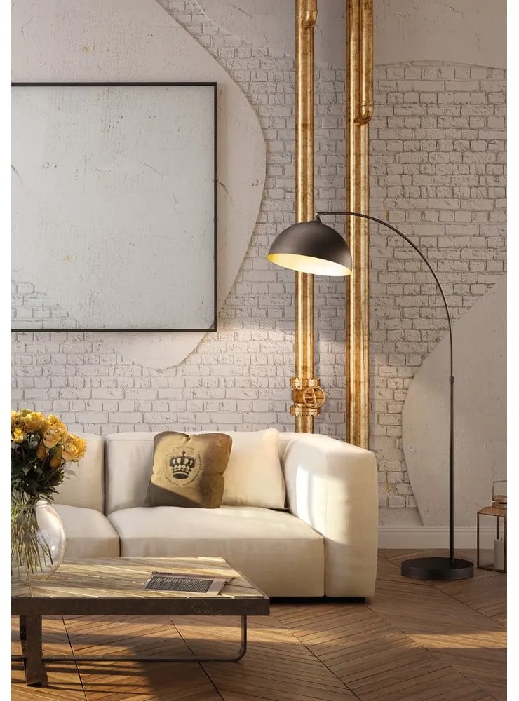 Fekete állólámpa fém búrával (magasság 200 cm) Leitung – Fischer &amp; Honsel