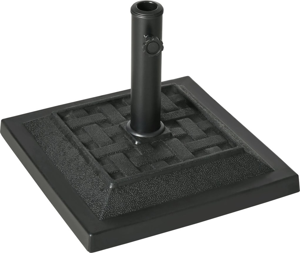 Outsunny 12 kg-os négyzet alakú napernyő tartó, napernyő súly, napernyő tartó 32/38/48 mm-es oszlop átmérőhöz, erkélyre, teraszra, kertbe, fekete | Ao