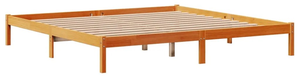 vidaXL viaszbarna tömör fenyőfa ágykeret fejtámlával 180 x 200 cm