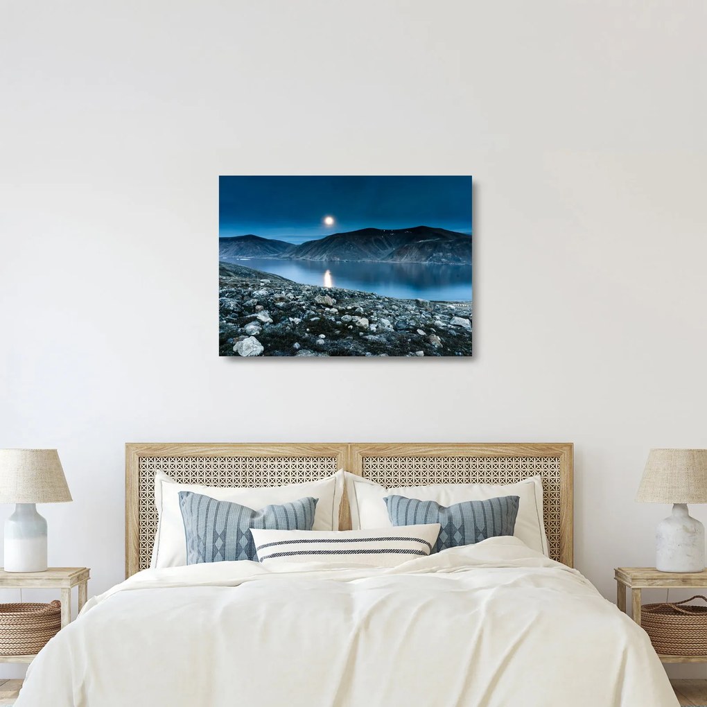 Egy éjszakai táj képe, Izland (üvegen) (70x50 cm)