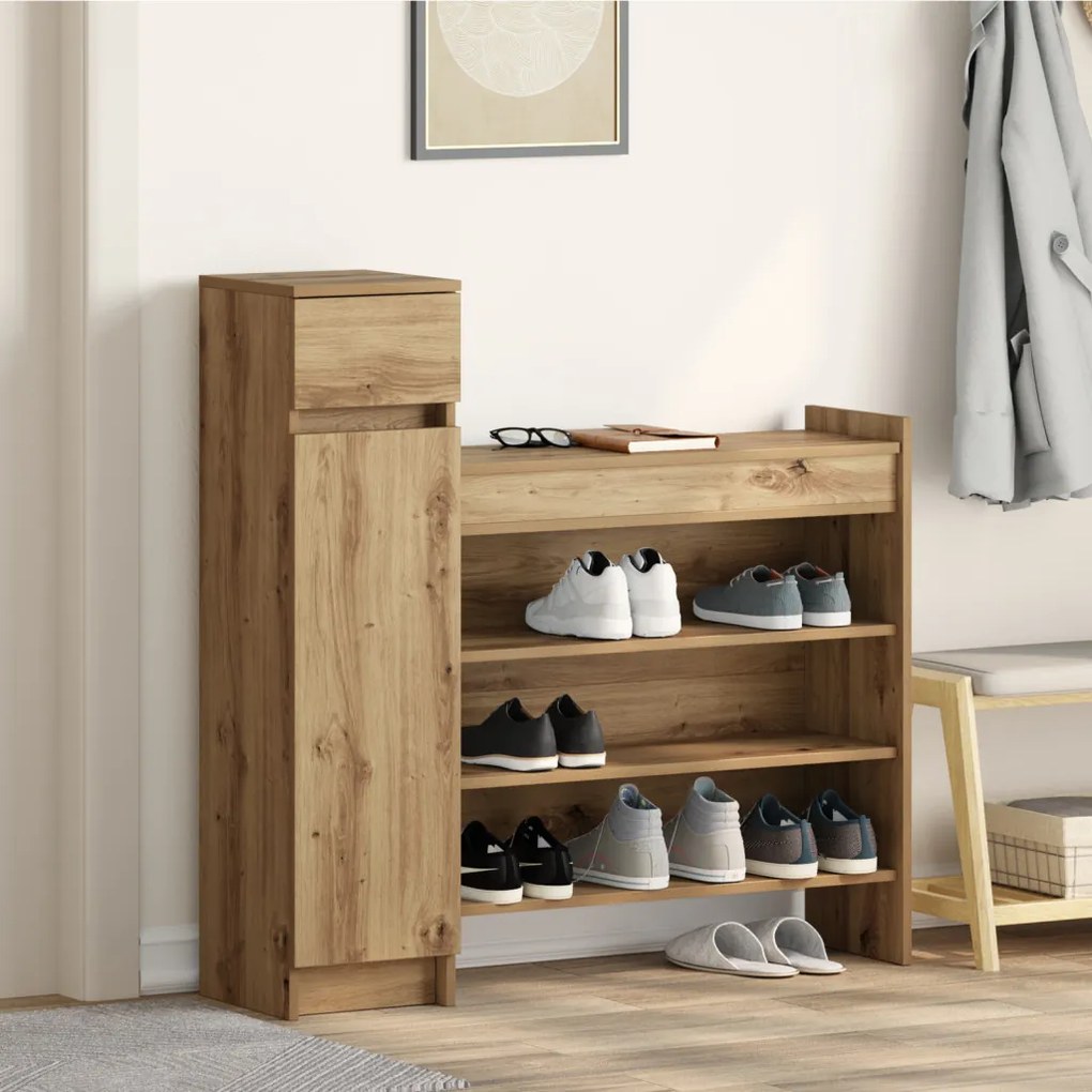 Cipőtartó Kézműves tölgy 100.5x28x100 cm Mérnöki Fa
