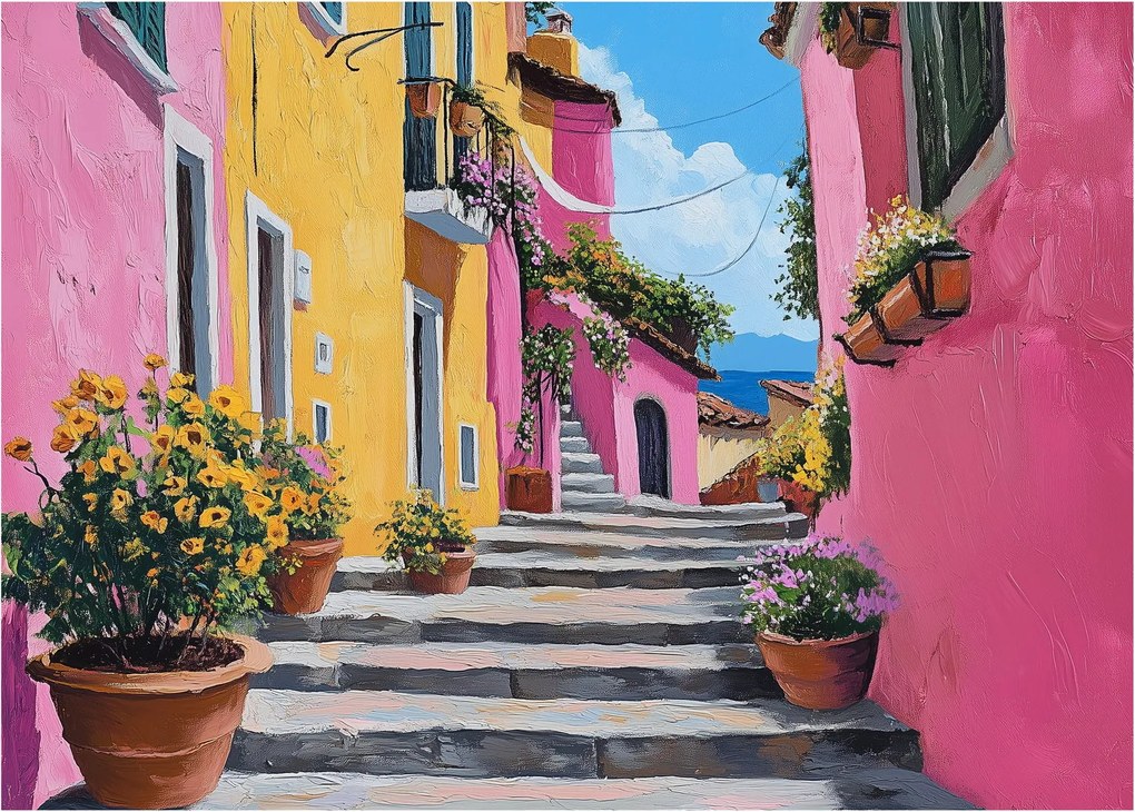 Kép - Rózsaszín sikátor (70x50 cm)