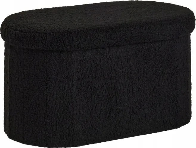 Bouclé Ovális Összecsukható Pad, Fekete, 72 X 39 CM Tárolórekesszel