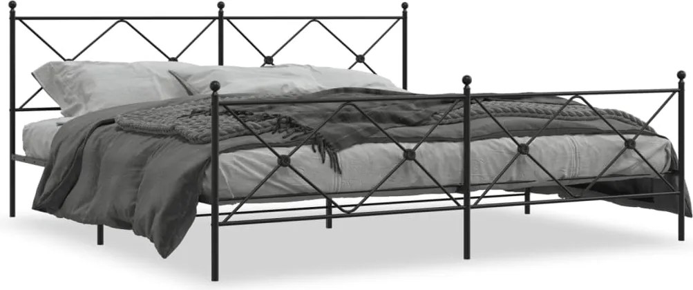 vidaXL fekete fém ágykeret fej- és lábtámlával 193 x 203 cm