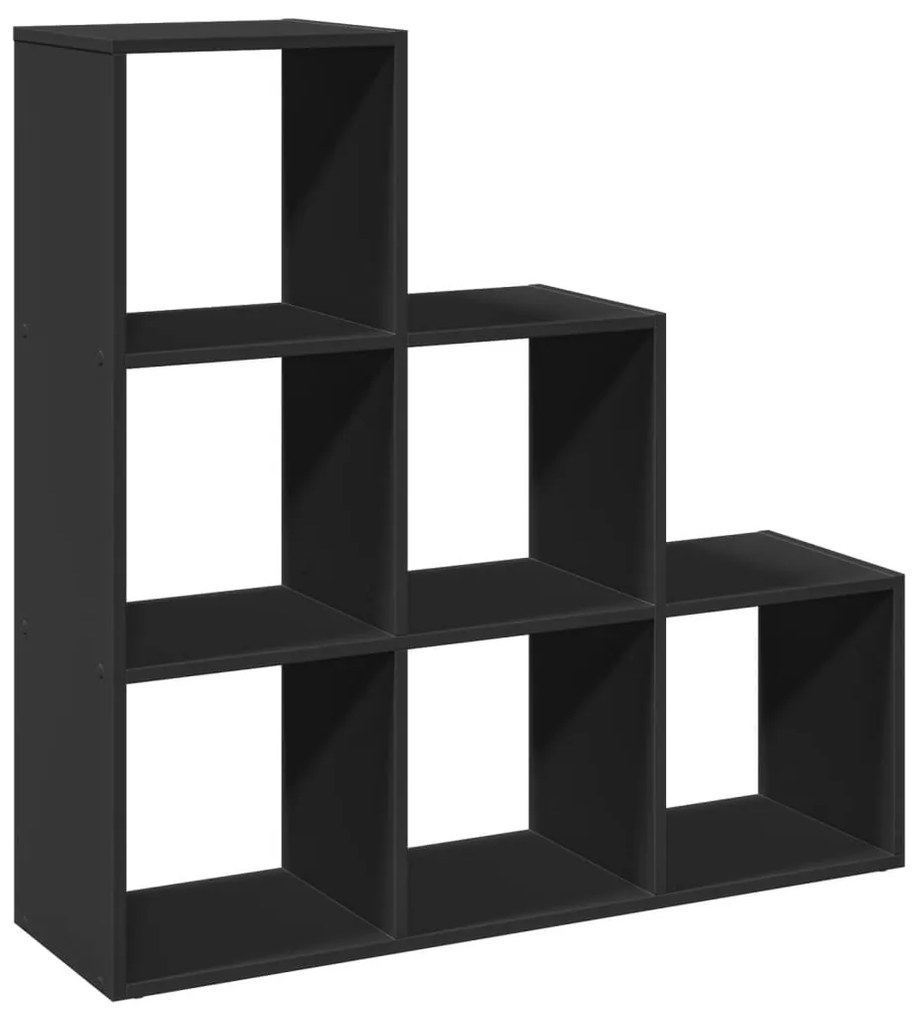 3 szintes fekete szerelt fa elválasztó könyvespolc 99x29x99 cm