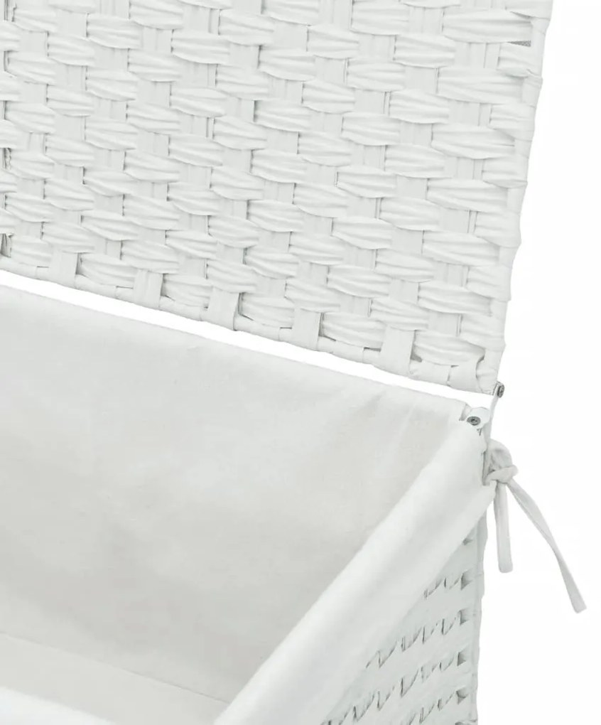 fehér polyrattan szennyeskosár fedéllel 55,5 x 35 x 34 cm