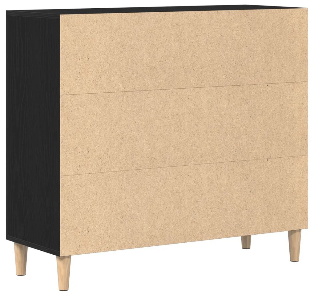Oldalbord Fekete tölgy 90x34x80 cm Műgyanta fa