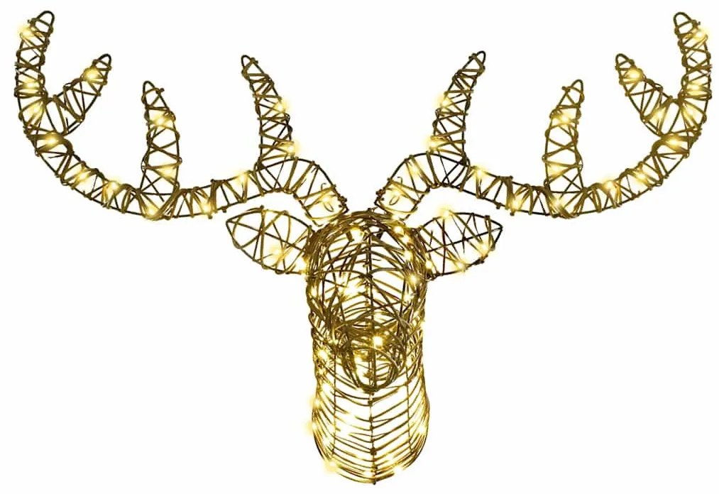 Rénszarvas húzta szán 140 LED-del Meleg fehér 60 cm Rattan